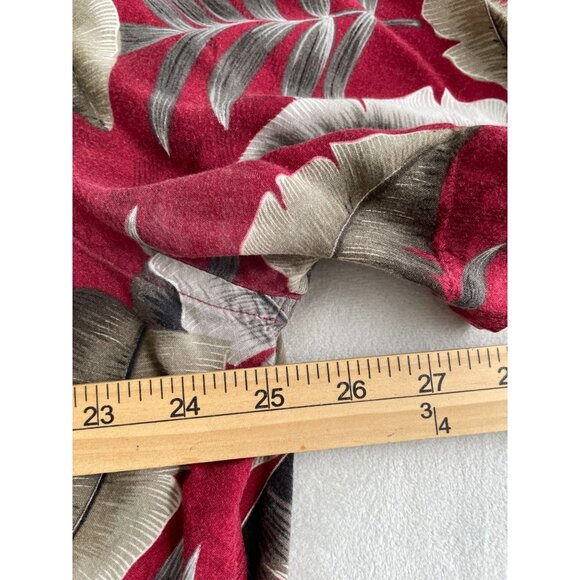 Island Shores Tropical Leaf Print Red Hawaiian Bahama Button Pocket Shirt XL - Picture 3 of 8